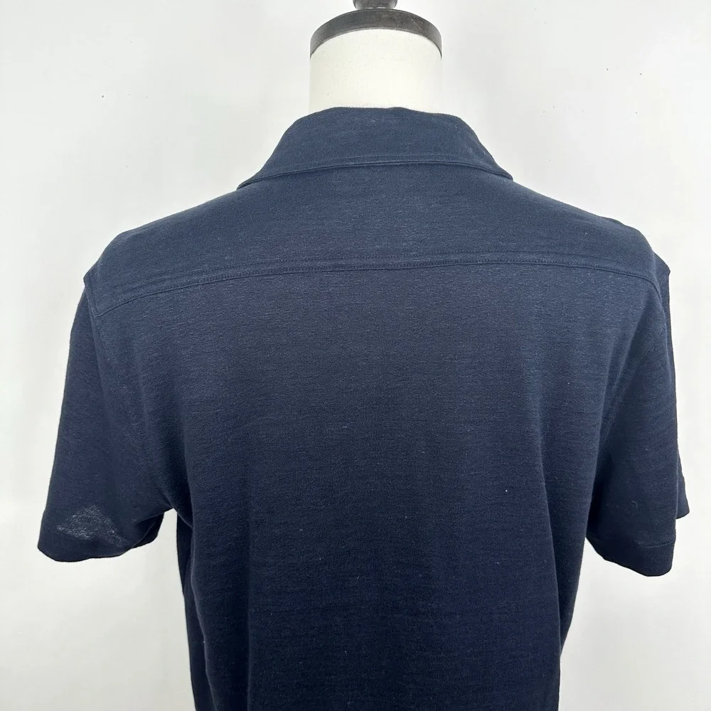 Banana Republic Linen French Terry Resort Shirt Men's Medium Navy Blue NWT